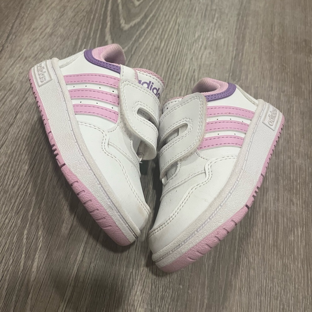 Adidas Hoops 3.0 Toddler White Pink Purple shoe Size 6k